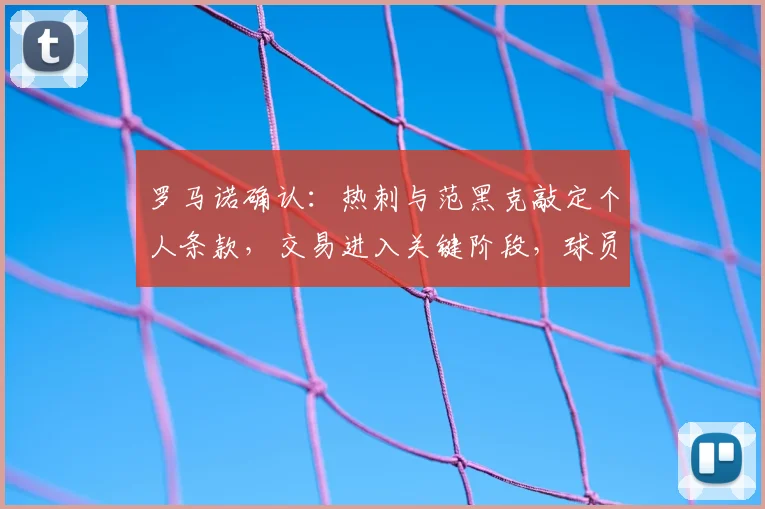罗马诺确认:热刺与范黑克敲定个人条款,交易进入关键阶段,球员转会费及实力解析